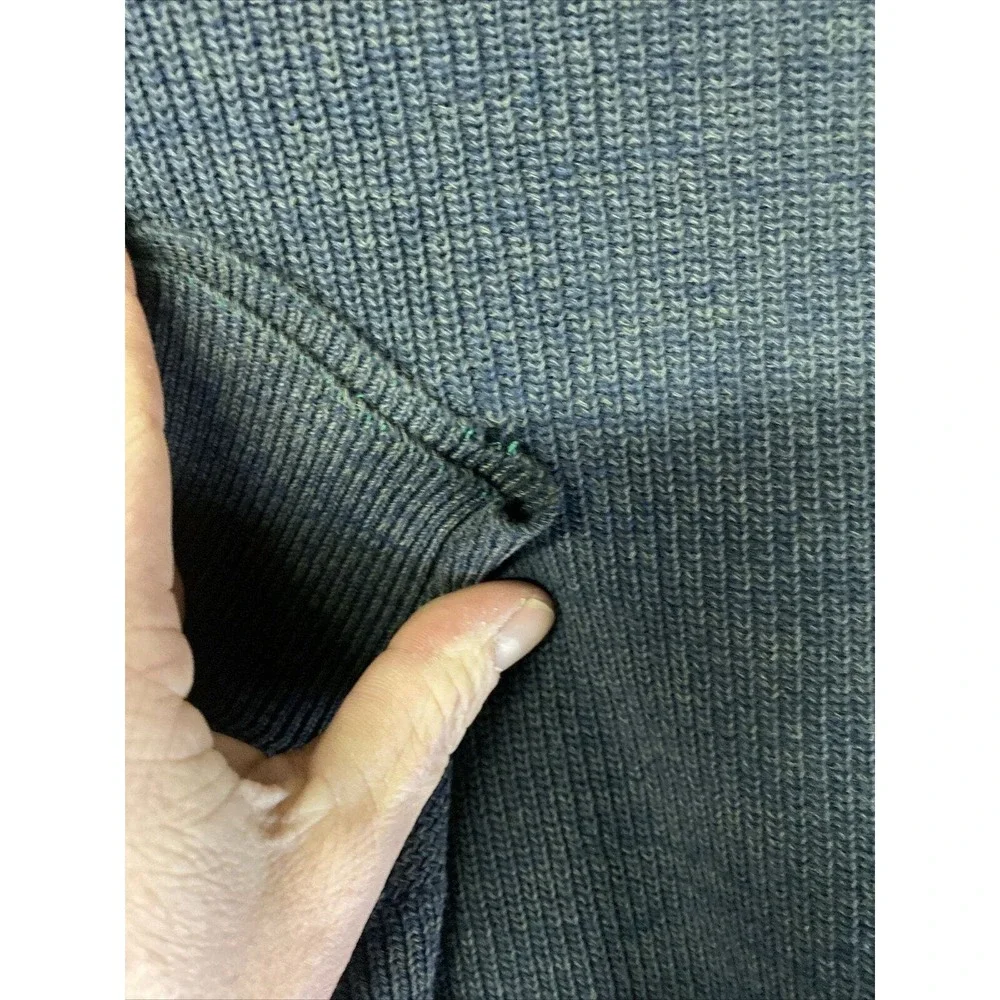 Vtg Cabelas Sidney, NE Mens L Large Blue Gray‎ Green Rag Knit Pullover Sweater